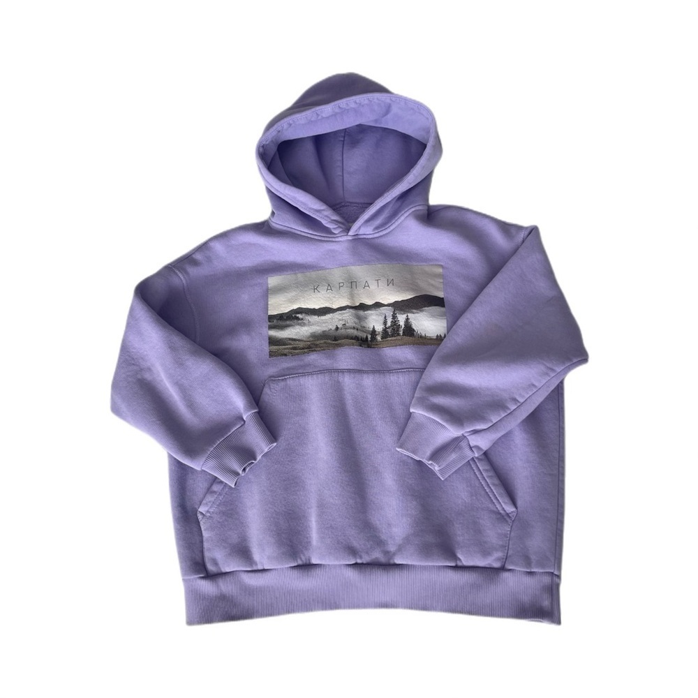 Purple hoodie made in Ukraine size 9/10 Karpatian Mountains‎ NWOT - Picture 8 of 13